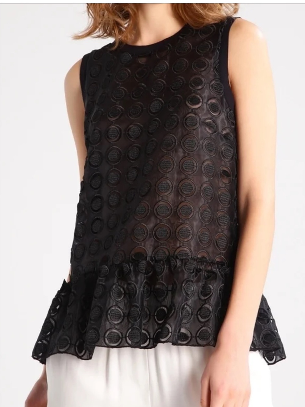 PINKO Black Semi Sheer Dot Top